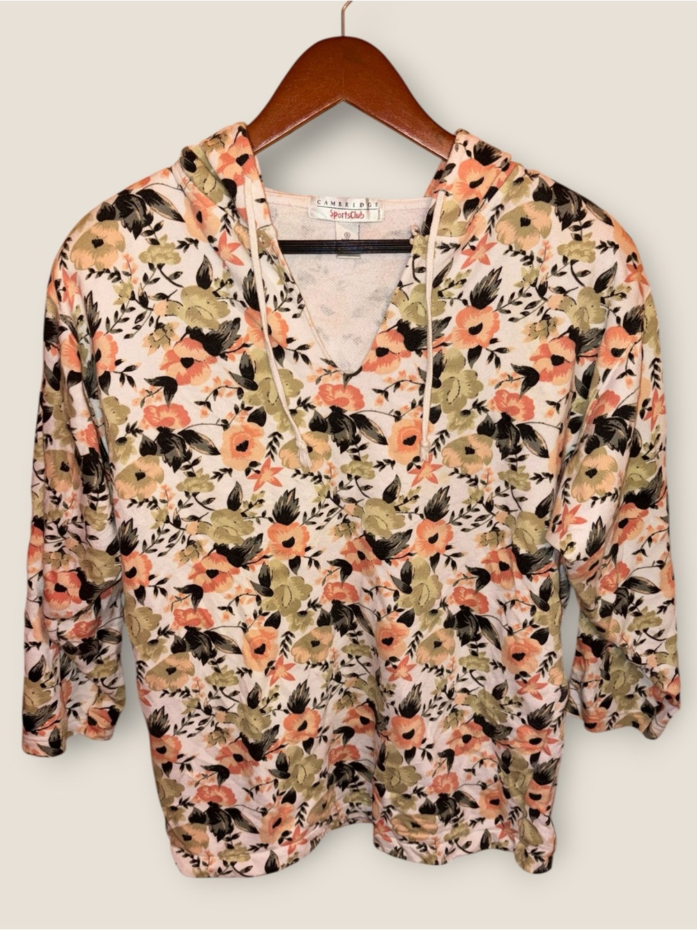 Vintage 100% Cotton 80s/90s Cambridge SportsClub Floral Hoodie